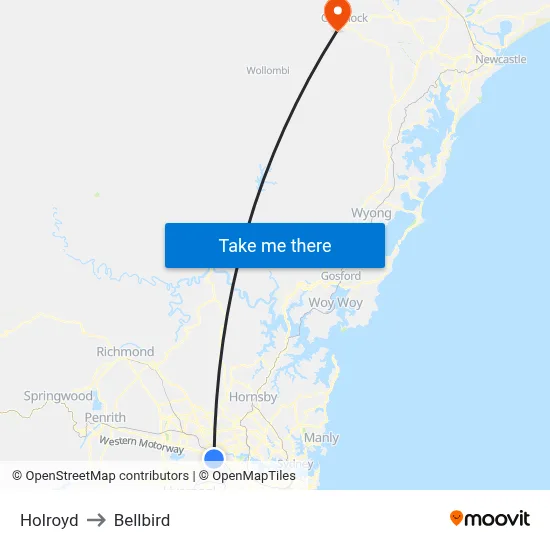 Holroyd to Bellbird map