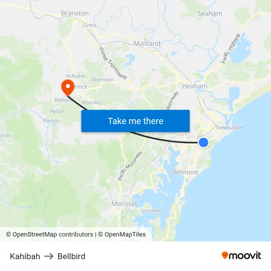 Kahibah to Bellbird map