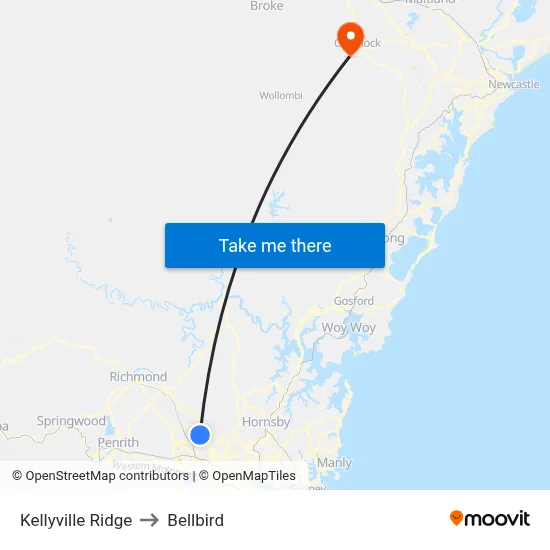Kellyville Ridge to Bellbird map