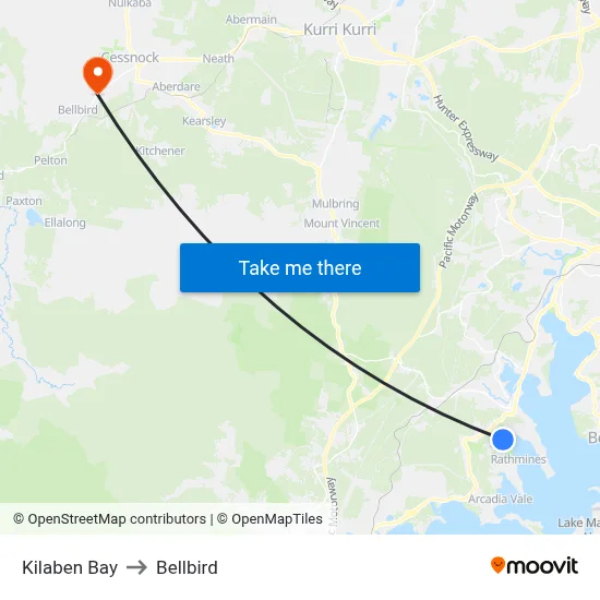 Kilaben Bay to Bellbird map