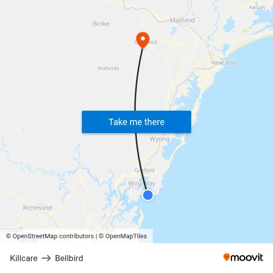 Killcare to Bellbird map