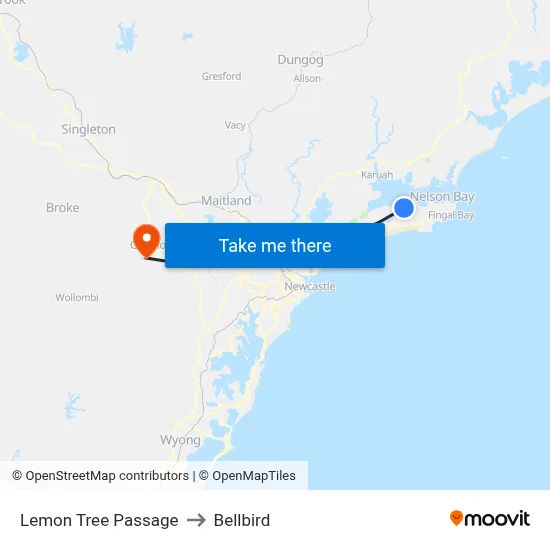 Lemon Tree Passage to Bellbird map