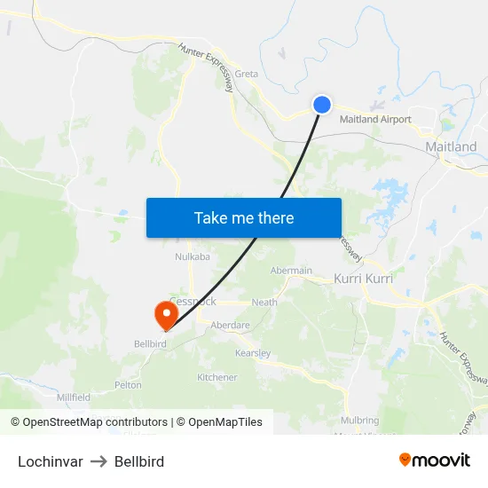 Lochinvar to Bellbird map
