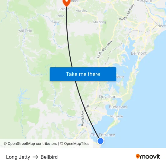 Long Jetty to Bellbird map