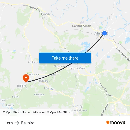 Lorn to Bellbird map