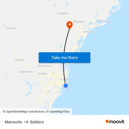 Matraville to Bellbird map