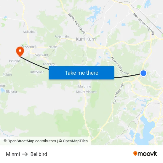Minmi to Bellbird map
