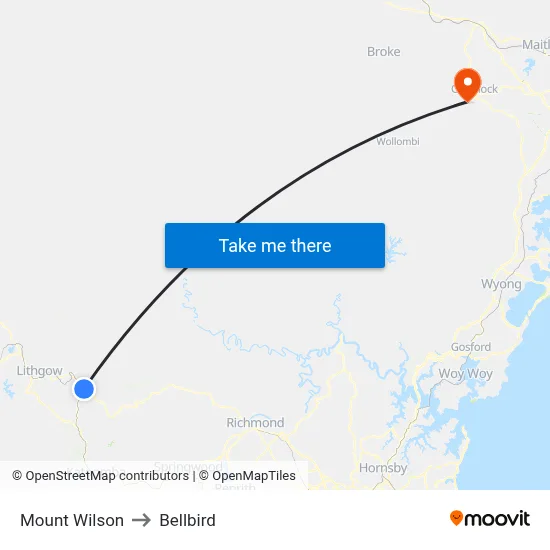 Mount Wilson to Bellbird map