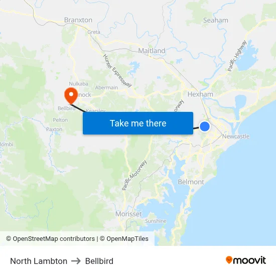 North Lambton to Bellbird map