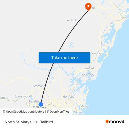 North St Marys to Bellbird map