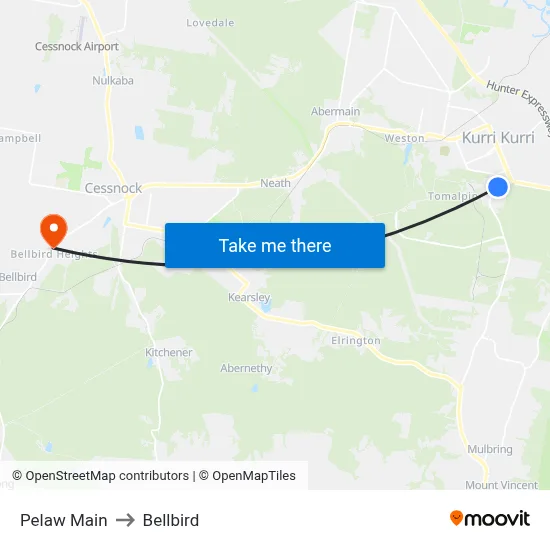 Pelaw Main to Bellbird map