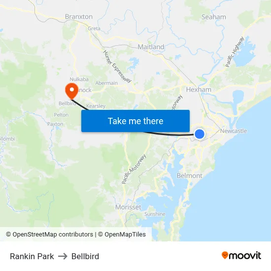 Rankin Park to Bellbird map