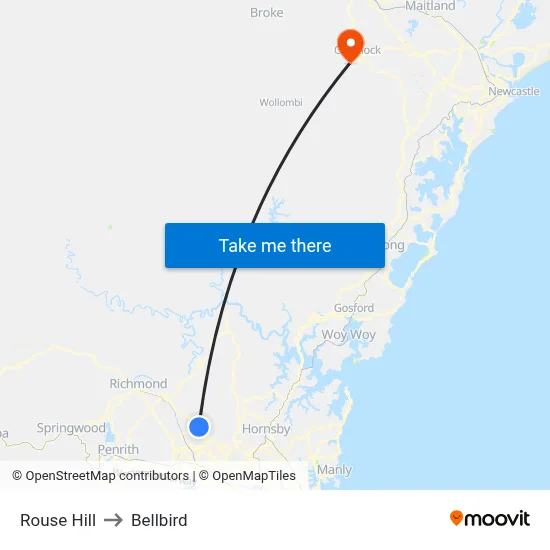 Rouse Hill to Bellbird map