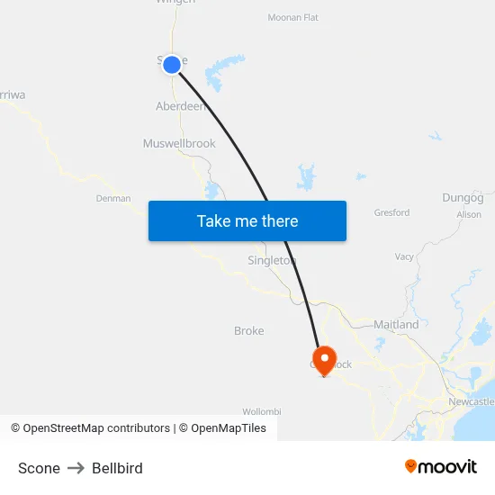 Scone to Bellbird map