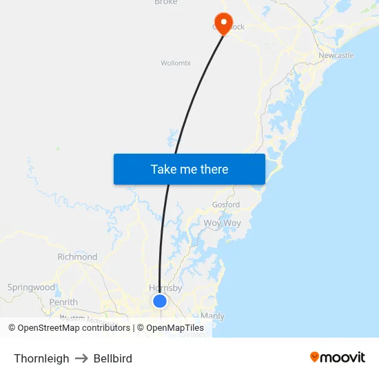 Thornleigh to Bellbird map