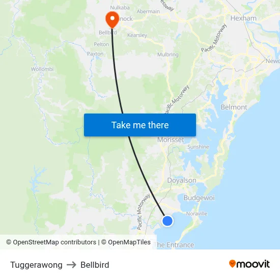Tuggerawong to Bellbird map