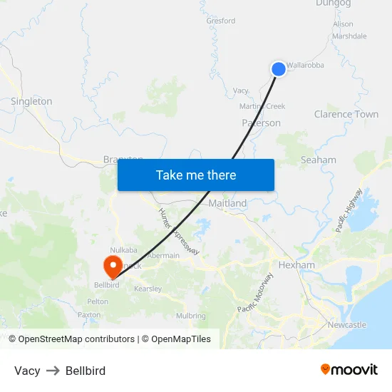Vacy to Bellbird map