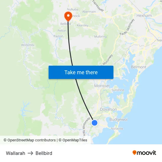 Wallarah to Bellbird map