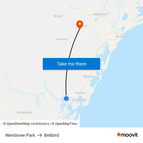 Wendoree Park to Bellbird map