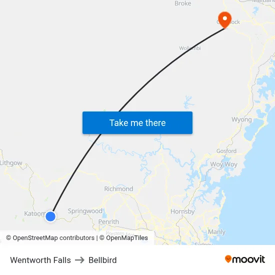 Wentworth Falls to Bellbird map