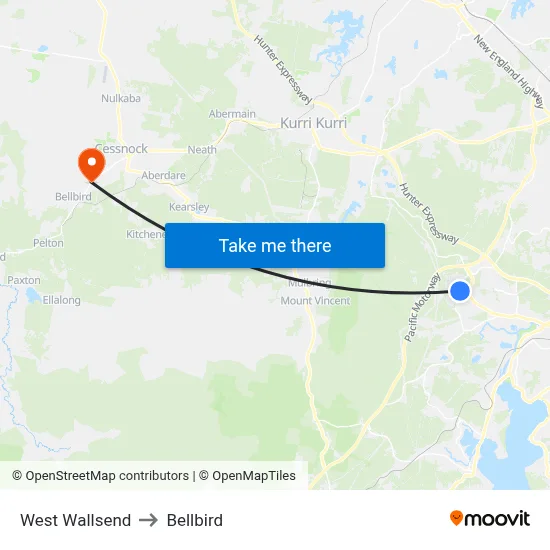 West Wallsend to Bellbird map