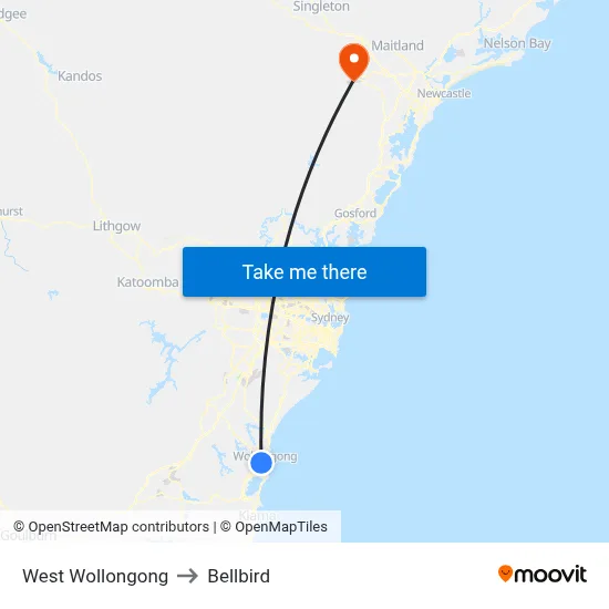 West Wollongong to Bellbird map
