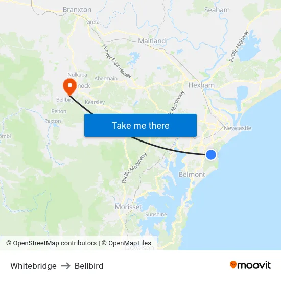 Whitebridge to Bellbird map