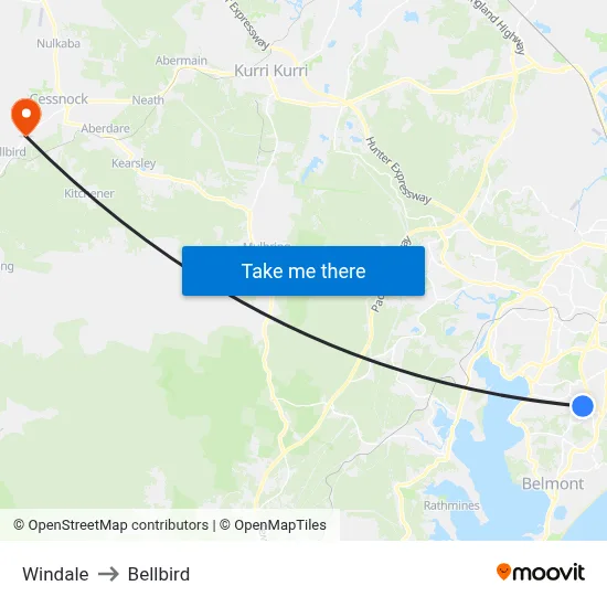 Windale to Bellbird map