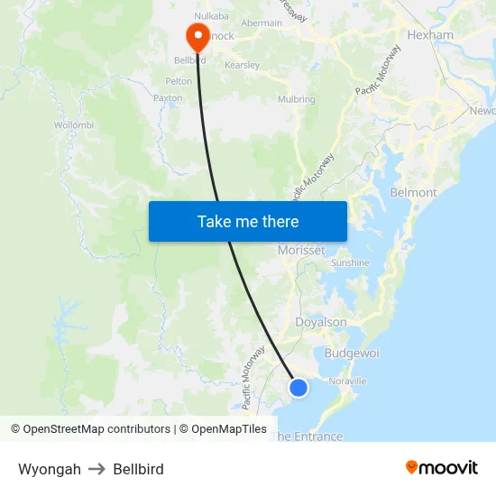 Wyongah to Bellbird map