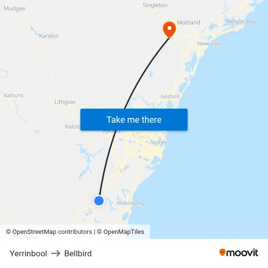 Yerrinbool to Bellbird map