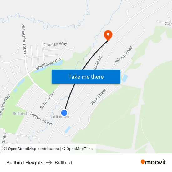 Bellbird Heights to Bellbird map