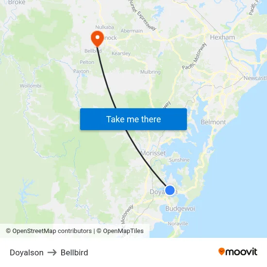 Doyalson to Bellbird map