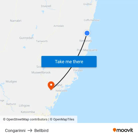 Congarinni to Bellbird map