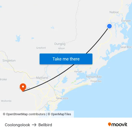 Coolongolook to Bellbird map