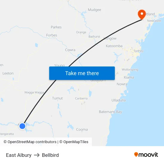 East Albury to Bellbird map