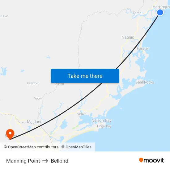 Manning Point to Bellbird map