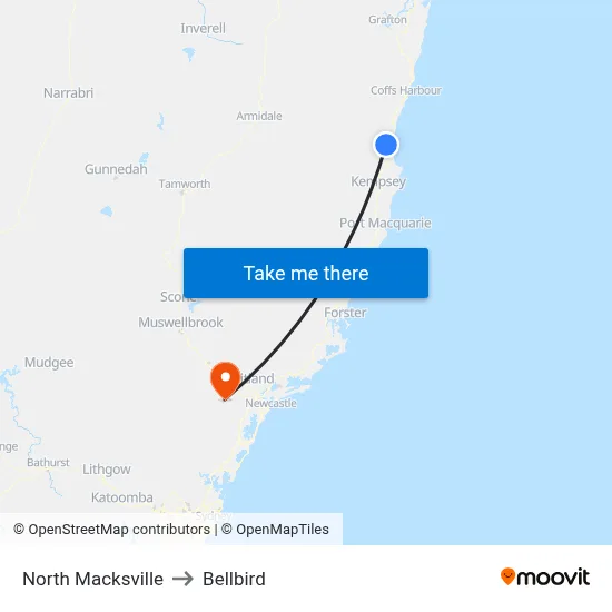 North Macksville to Bellbird map
