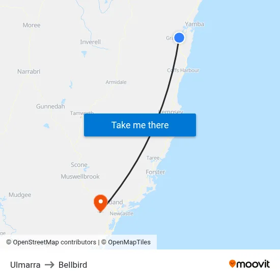 Ulmarra to Bellbird map