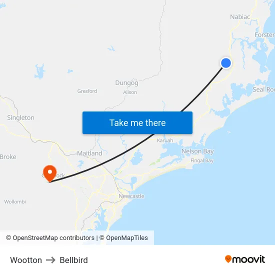 Wootton to Bellbird map