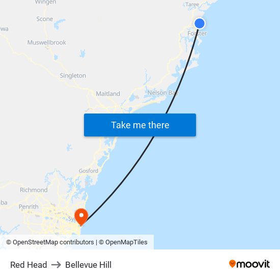 Red Head to Bellevue Hill map