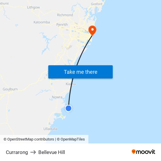Currarong to Bellevue Hill map