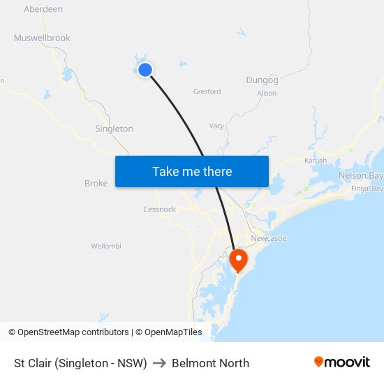 St Clair (Singleton - NSW) to Belmont North map