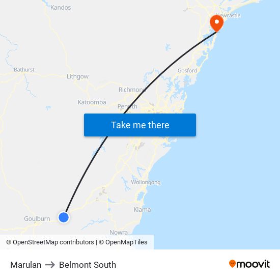 Marulan to Belmont South map