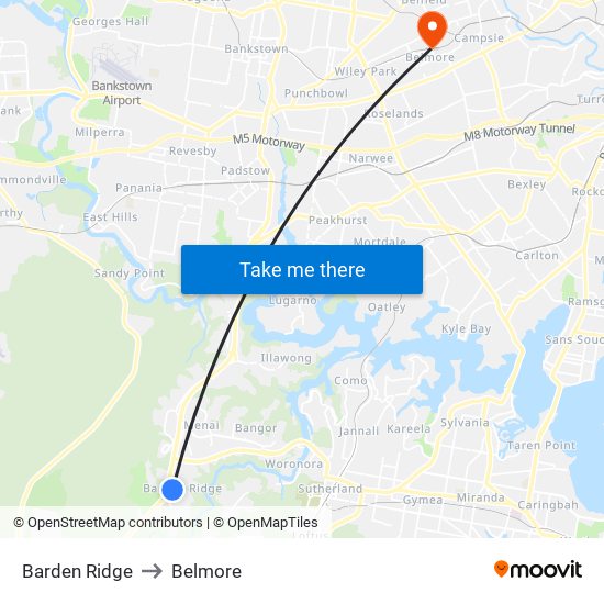 Barden Ridge to Belmore map