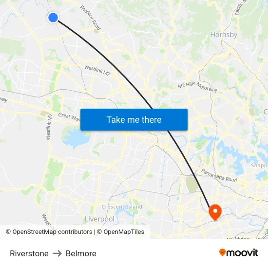 Riverstone to Belmore map