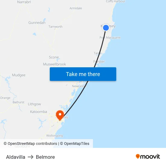 Aldavilla to Belmore map