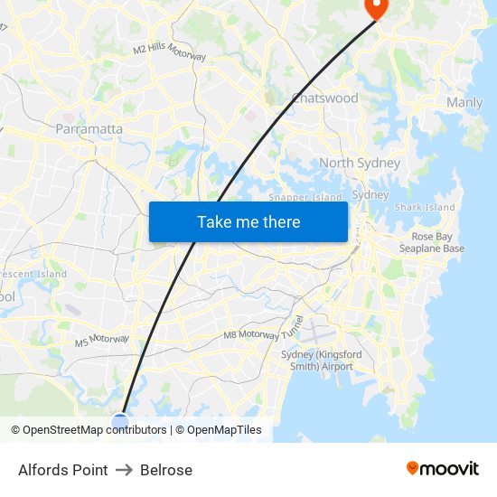 Alfords Point to Belrose map