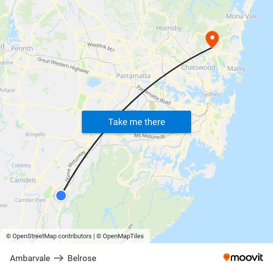 Ambarvale to Belrose map
