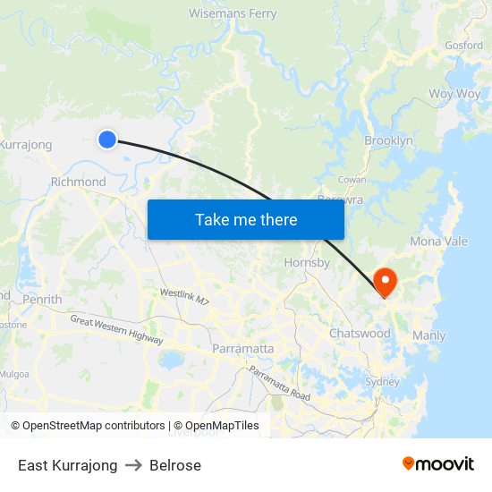 East Kurrajong to Belrose map