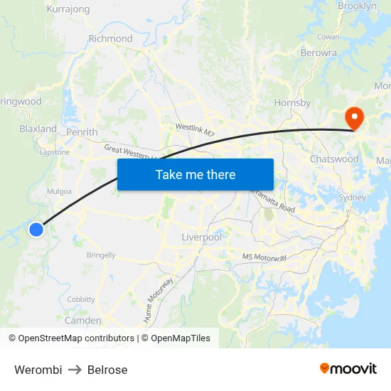 Werombi to Belrose map